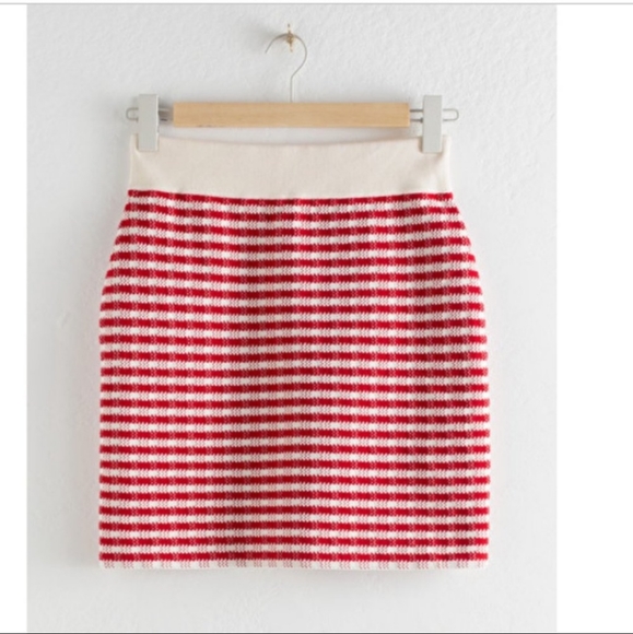 NWT & Other Stories Red/White Knit Skirt - Picture 2 of 2